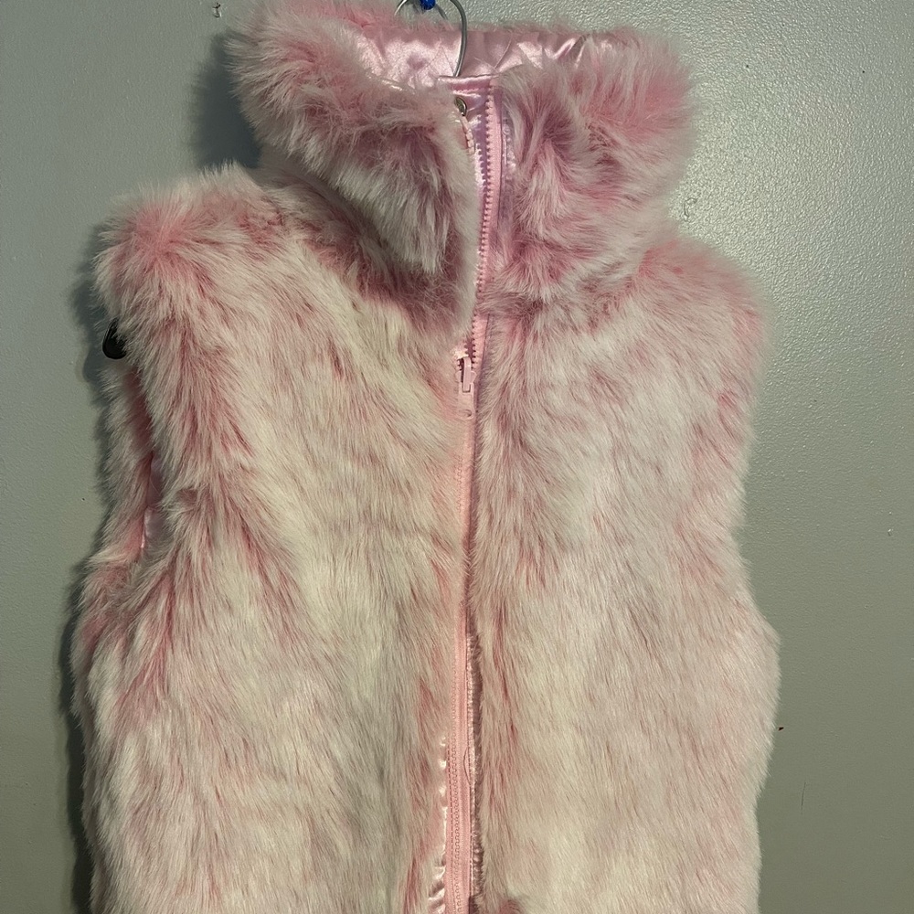 Girls pink fur reversible vest